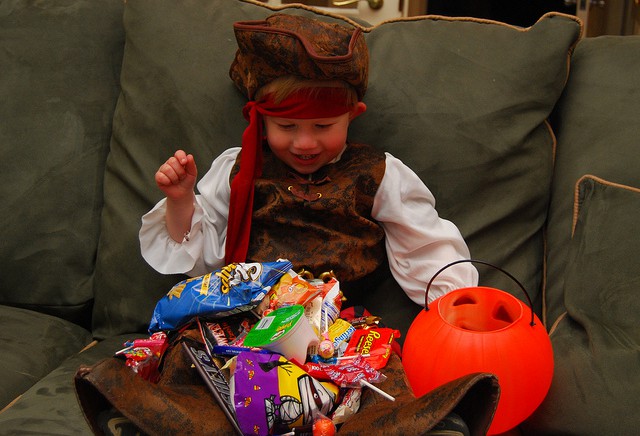 pirate with halloween candy