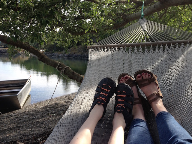 mom and kid feet in hammock at pcf