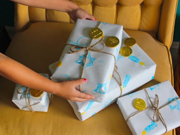 Homemade Hanukkah Wrapping Paper