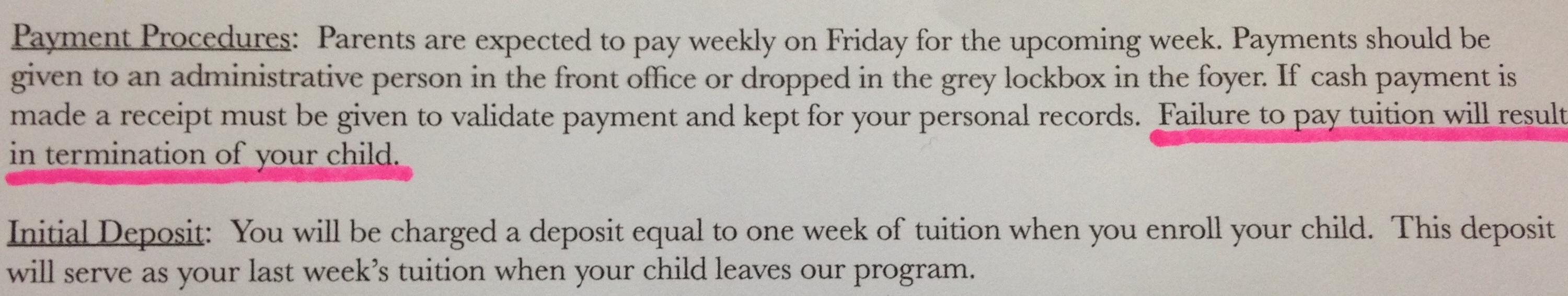My son's new daycare isn't fucking around with payment - Imgur