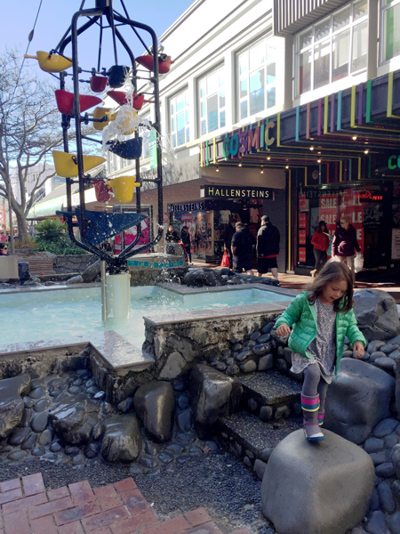 Playground and Kid-Friendly Water Fountain on Cuba Street in Wellington, New Zealand